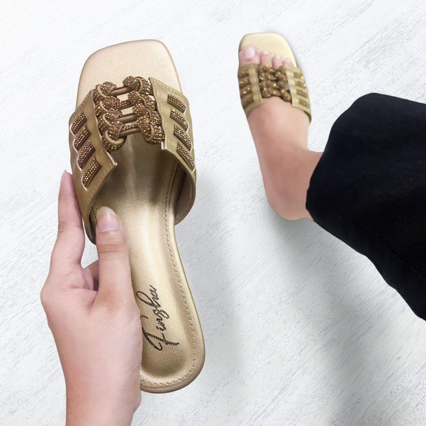 BELLA FLAT SLIPPER - GOLD