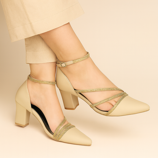 AYRA HEEL SANDLE - BEIGE