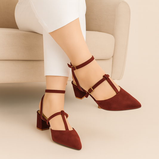 CLASO HEEL SANDAL - MEHROON