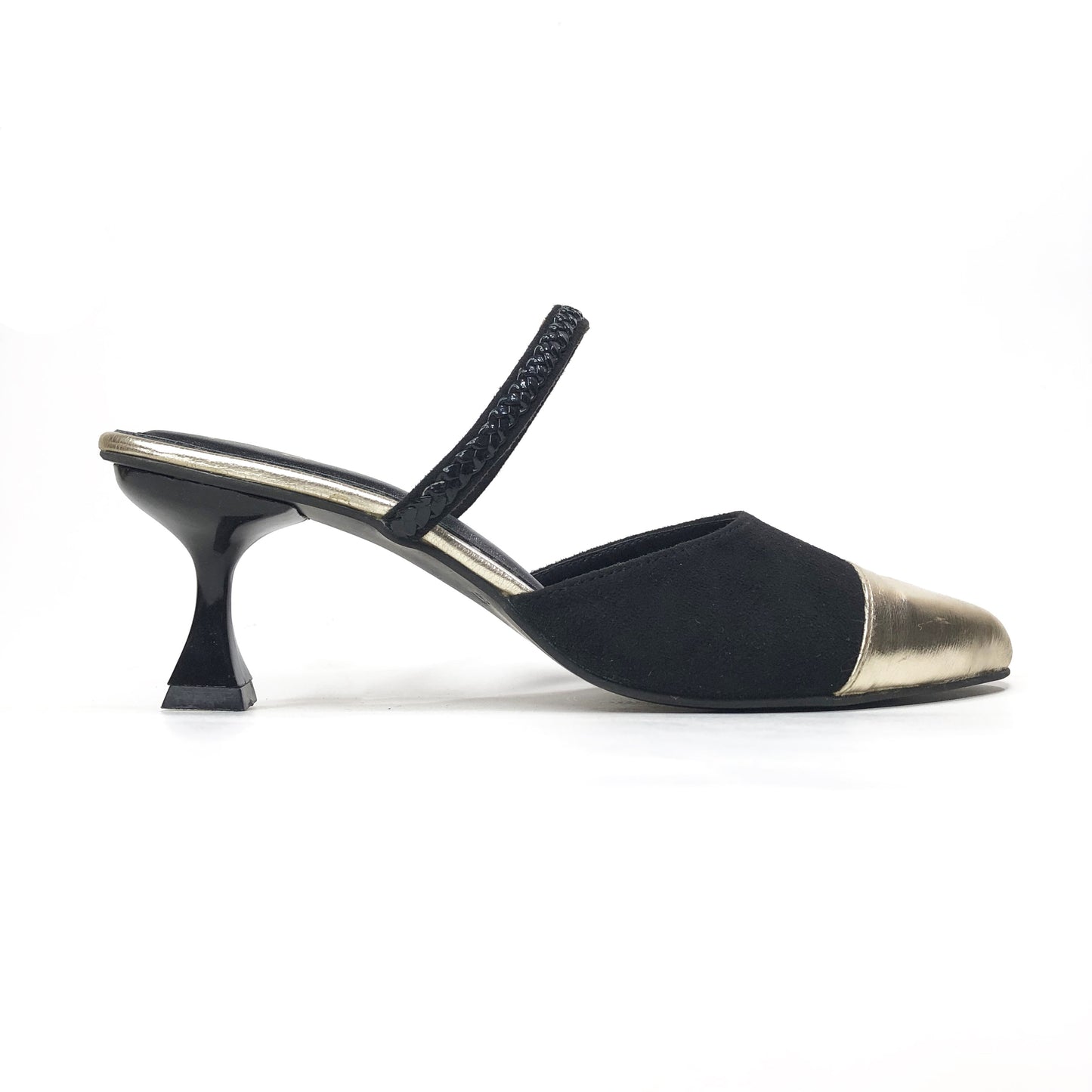 EVELINE PREMIUM MULE - BLACK AND GOLDEN