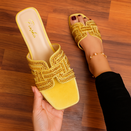 FESTIVE H FLAT SLIPPER - YELLOW