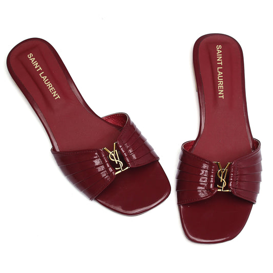 YSL FLAT SLIPPER - MAROON