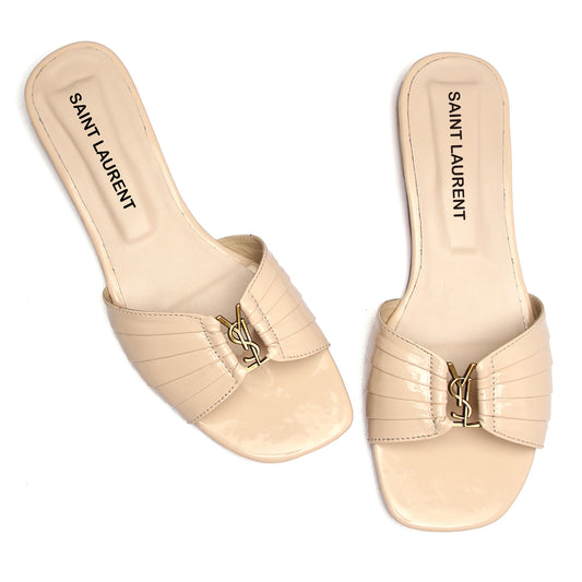 YSL FLAT SLIPPER - BEIGE