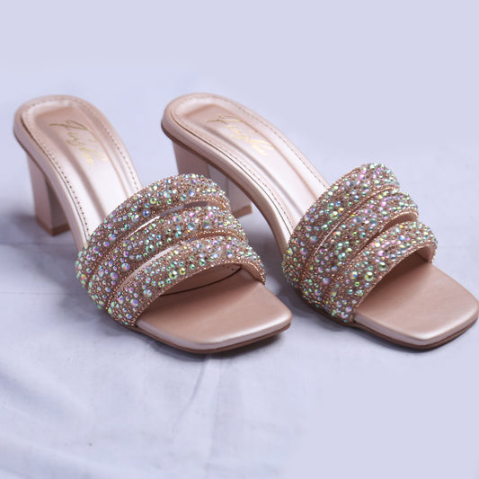 LINA BLOCK HEEL - ROSE GOLD