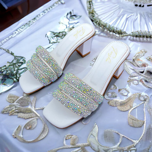 LINA BLOCK HEEL - WHITE