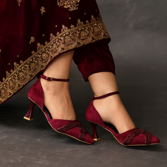 PRINCESS HEEL SANDAL - MAROON