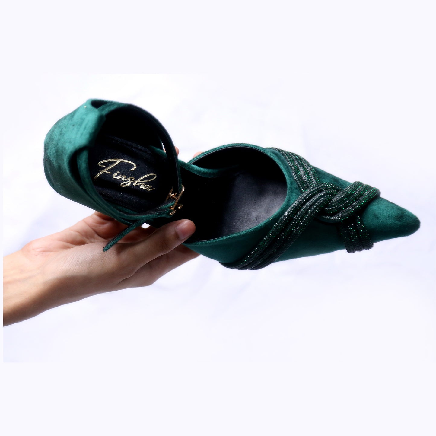 PRINCESS HEEL SANDAL - BOTTLE GREEN