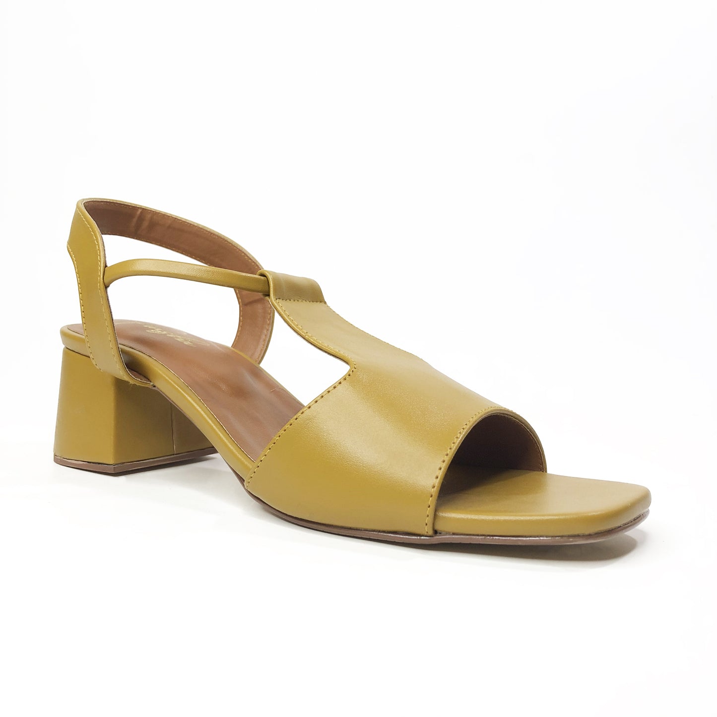 T-STRAP BLOCK HEEL - MUSTARD
