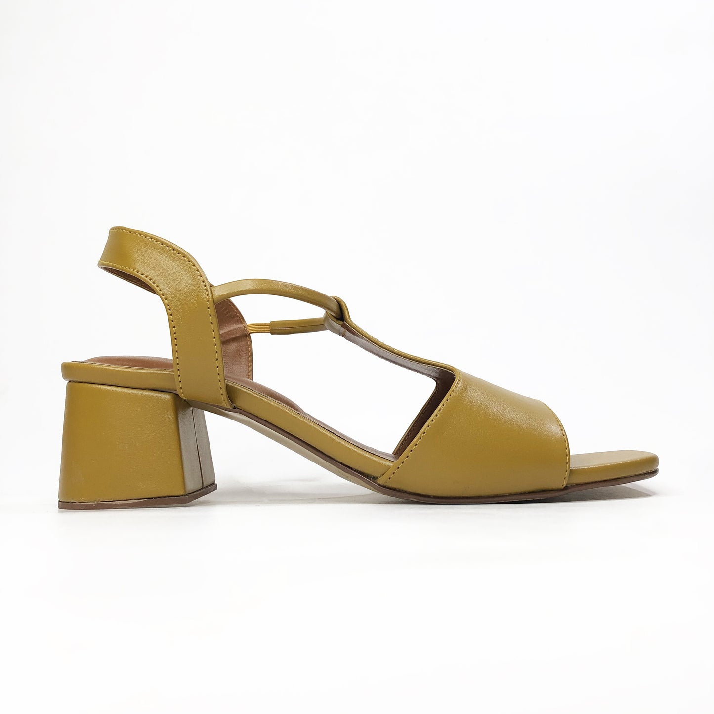 T-STRAP BLOCK HEEL - MUSTARD