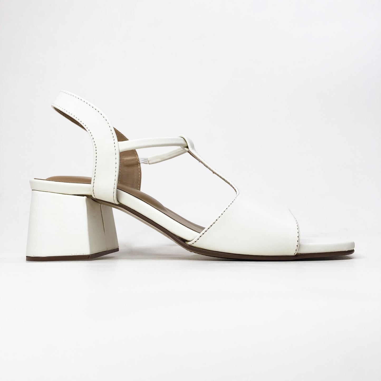 T-STRAP BLOCK HEEL - WHITE