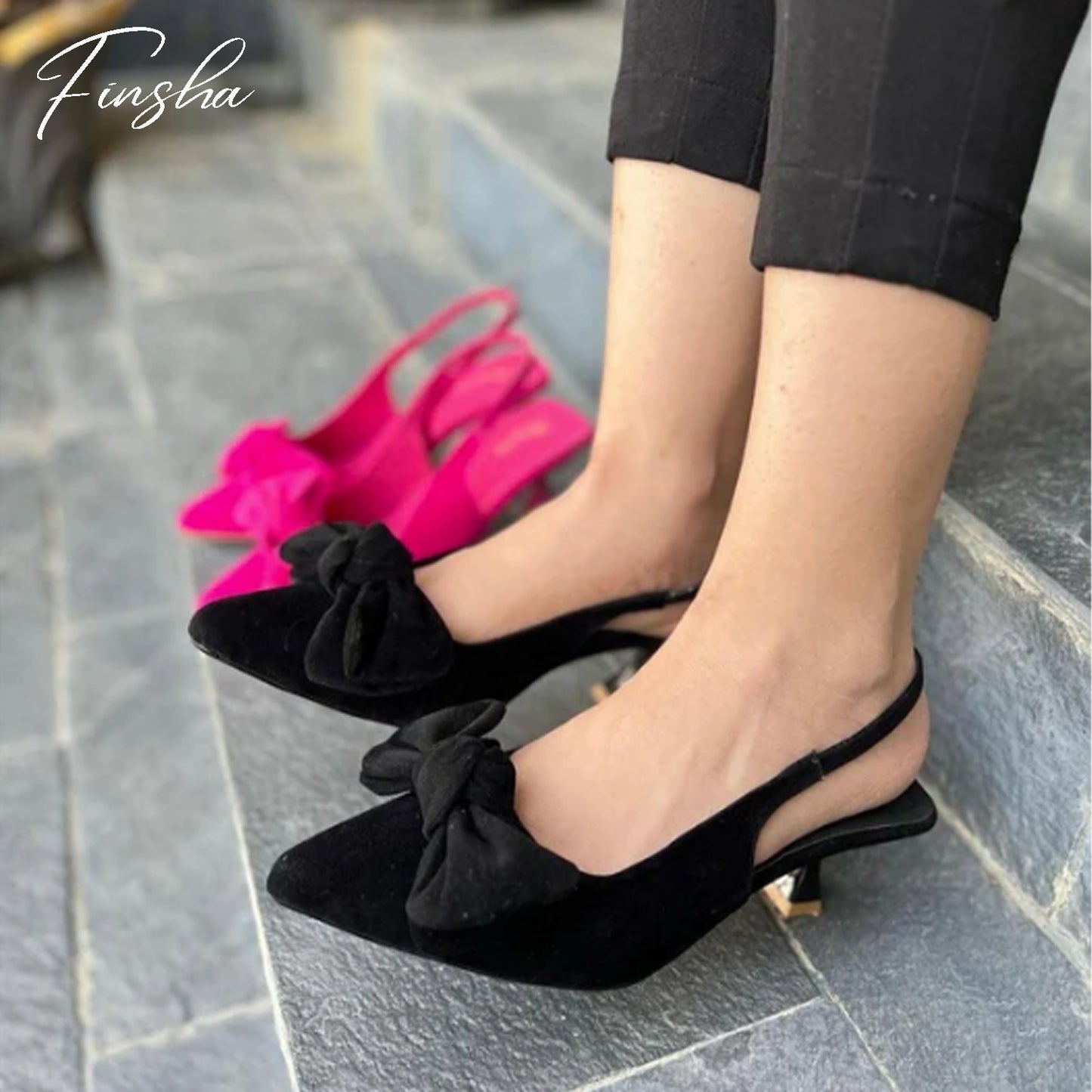 TIE KNOT HEEL - BLACK