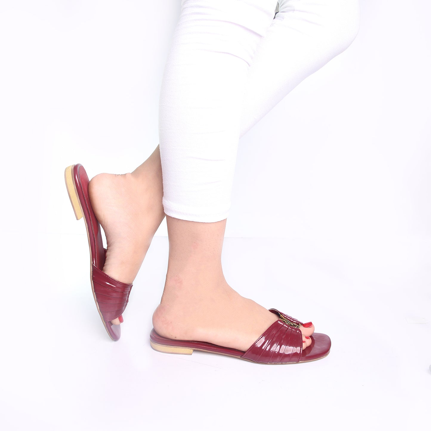 YSL FLAT SLIPPER - MAROON