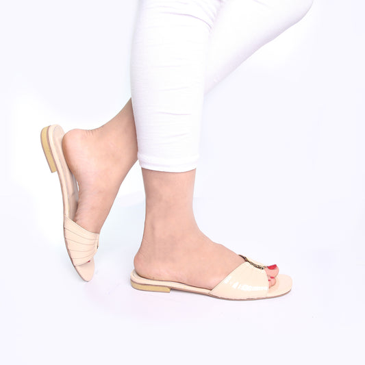 YSL FLAT SLIPPER - BEIGE