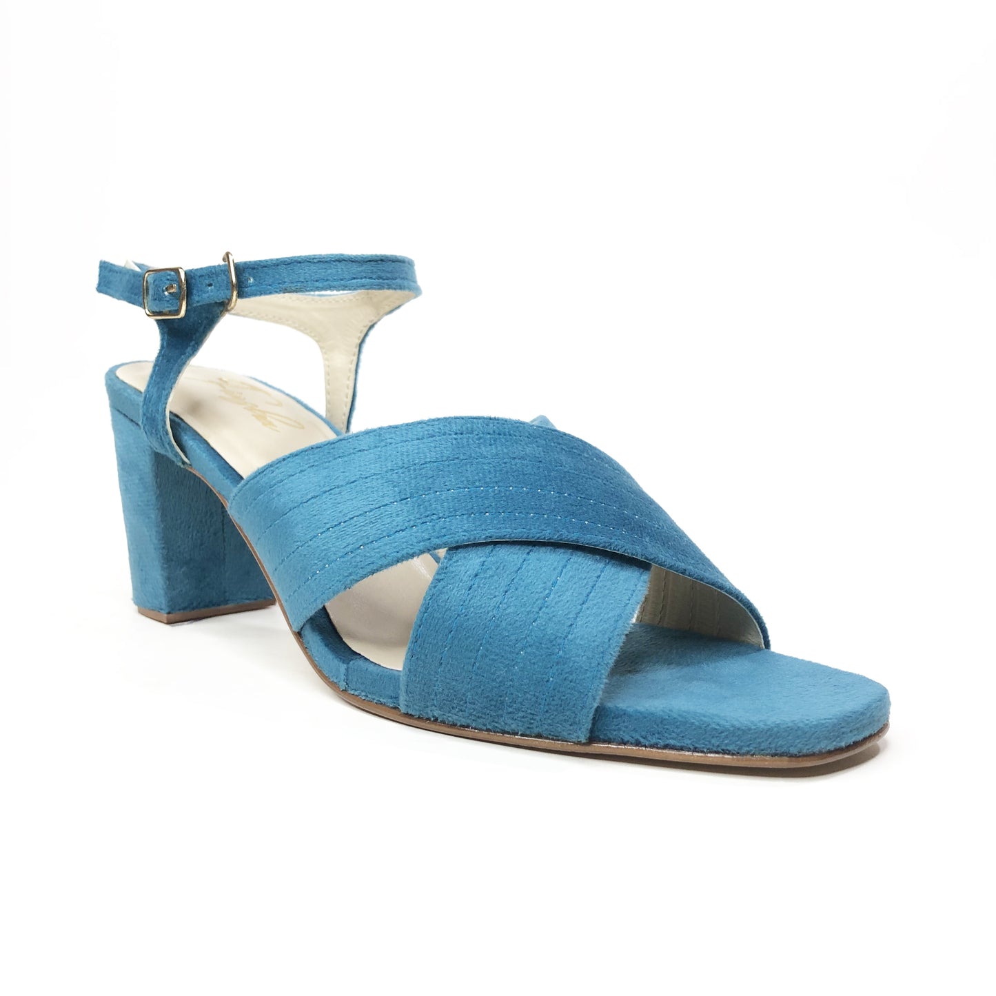 WOODEN BLOCK HEEL - SKY BLUE
