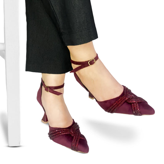 PRINCESS HEEL SANDAL - MAROON