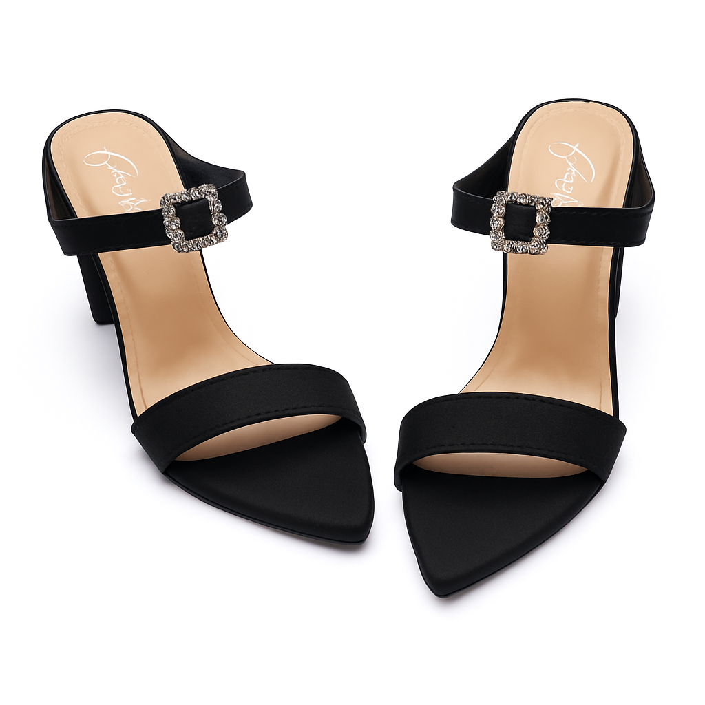 ARABIAN BLOCK HEEL - BLACK - Finsha Shoes