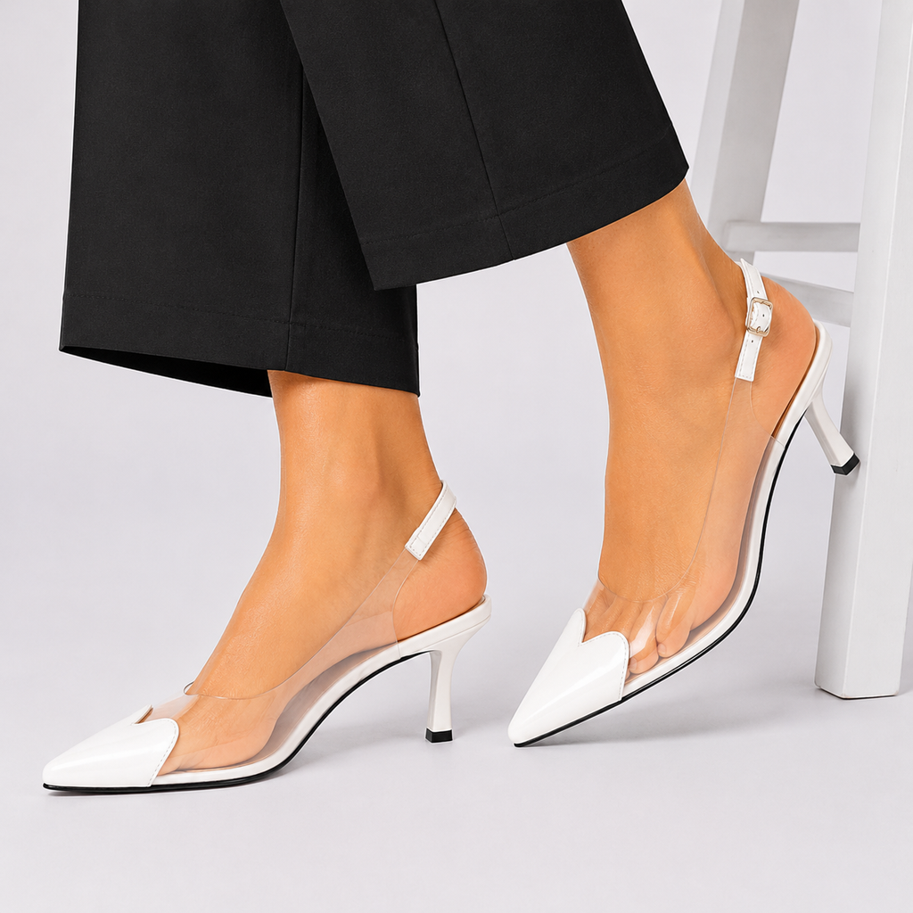 White Alara Heart leaf sandal by Finsha Shoes featuring a stylish heart design and open toe for summer wear.