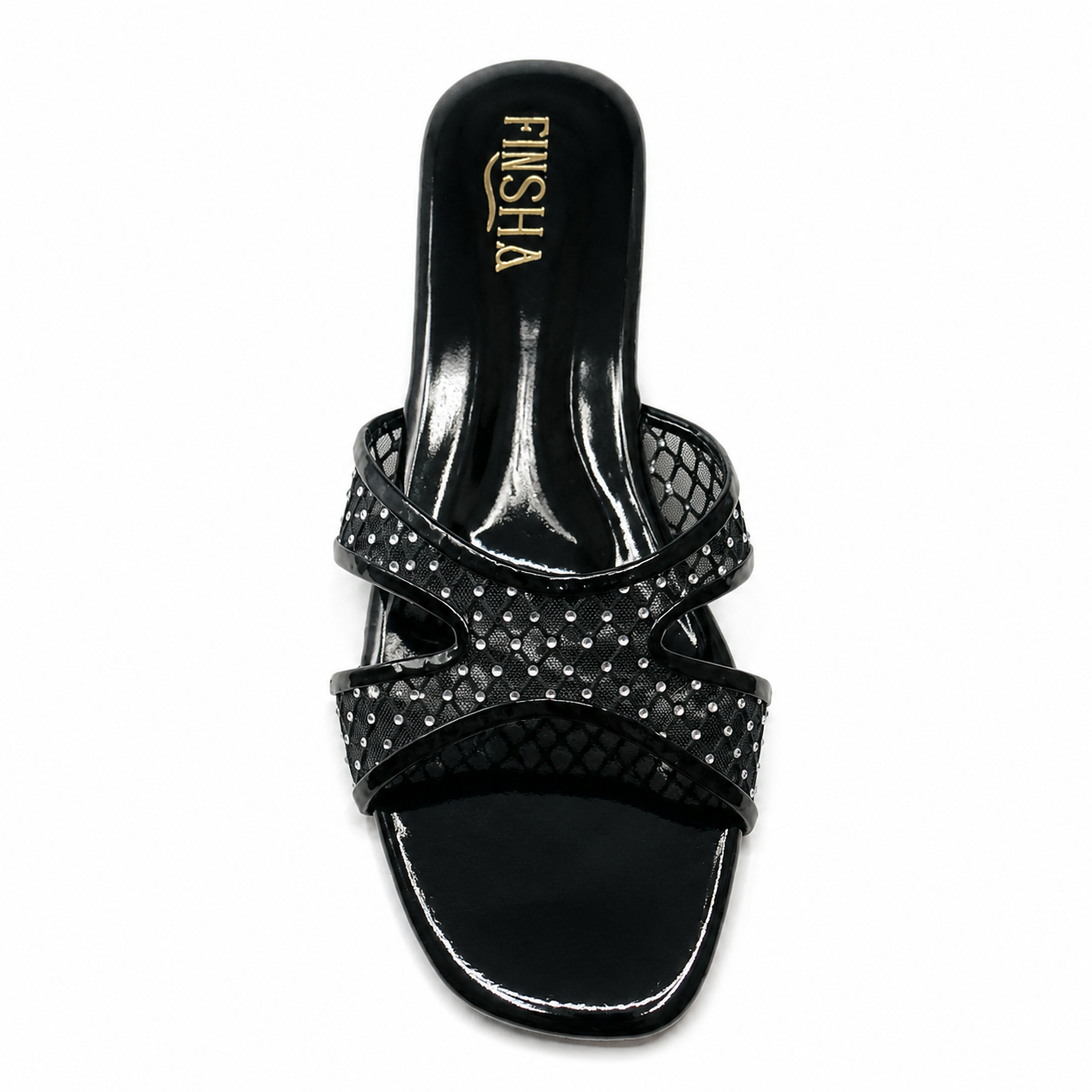 Black cozy flat slipper from Finsha Shoes with a soft, plush interior and simple slip-on design.