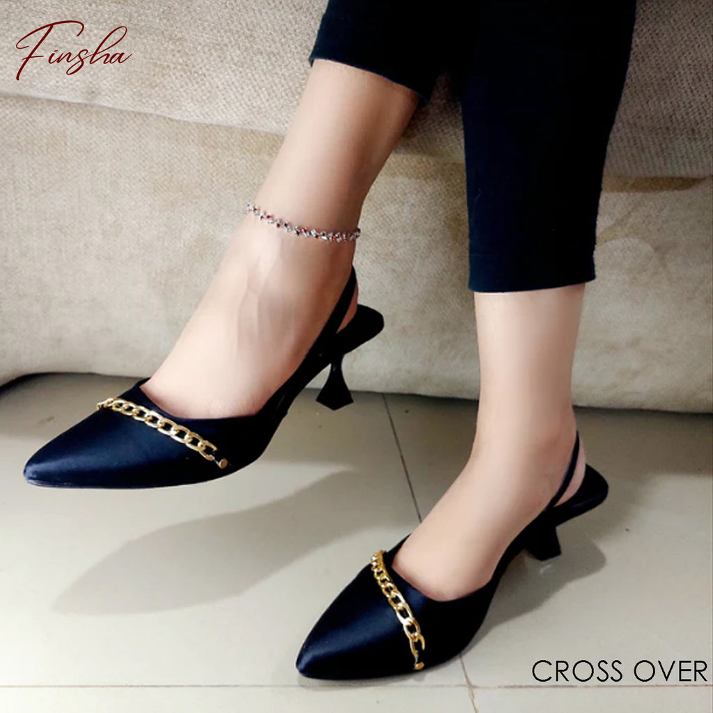 CROSS OVER HEEL - BLACK - Finsha Shoes
