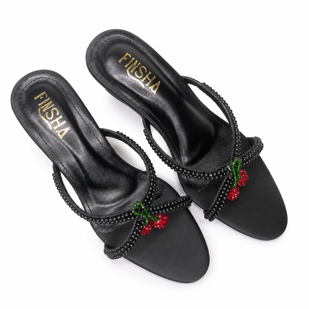 Cherry Rhinestone Sandals