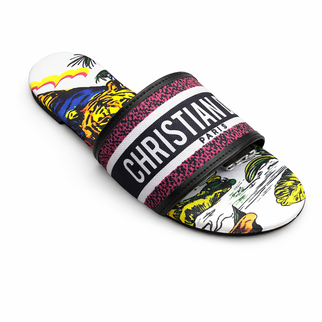 DIOR FLAT SLIPPER - TIGER THEME - Finsha Shoes