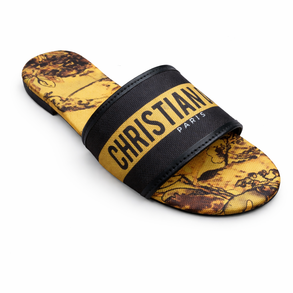 DIOR FLAT SLIPPER - YELLOW - Finsha Shoes