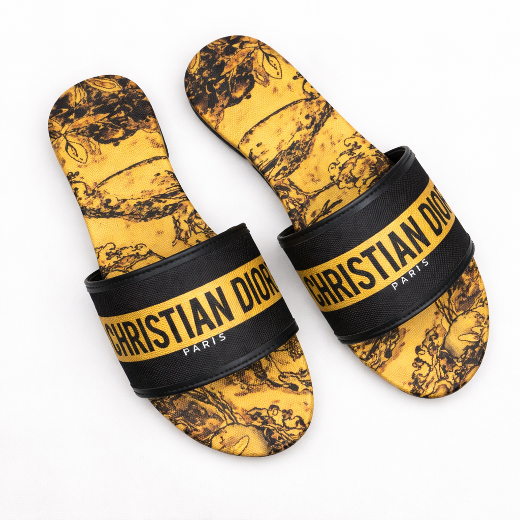 DIOR FLAT SLIPPER - YELLOW - Finsha Shoes