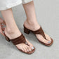 BROWN BLOCK HEEL SLIPPER