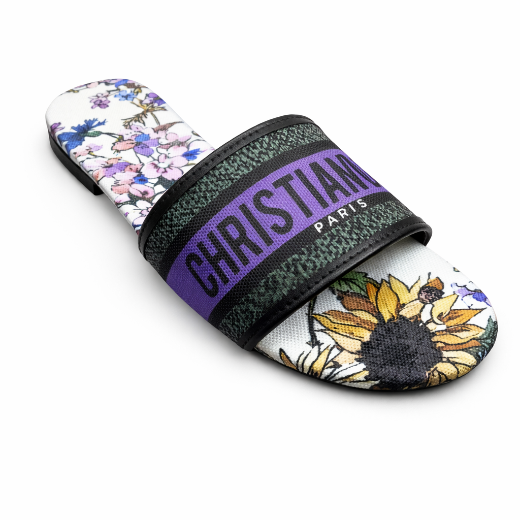 DIOR FLAT SLIPPER - FLOWER - Finsha Shoes