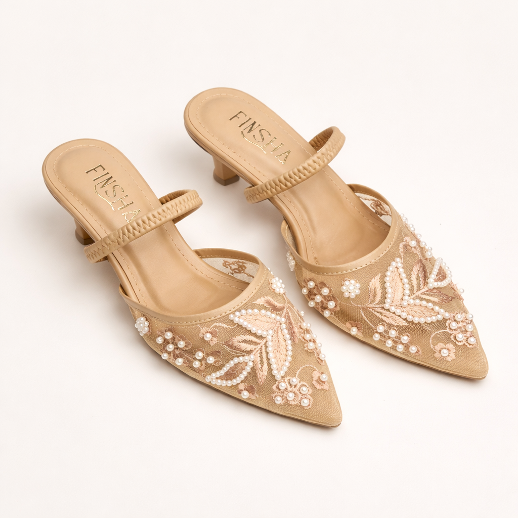 PEARLS HEEL SANDAL - Finsha Shoes