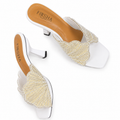 Embroidery Pearl Heel Sandal