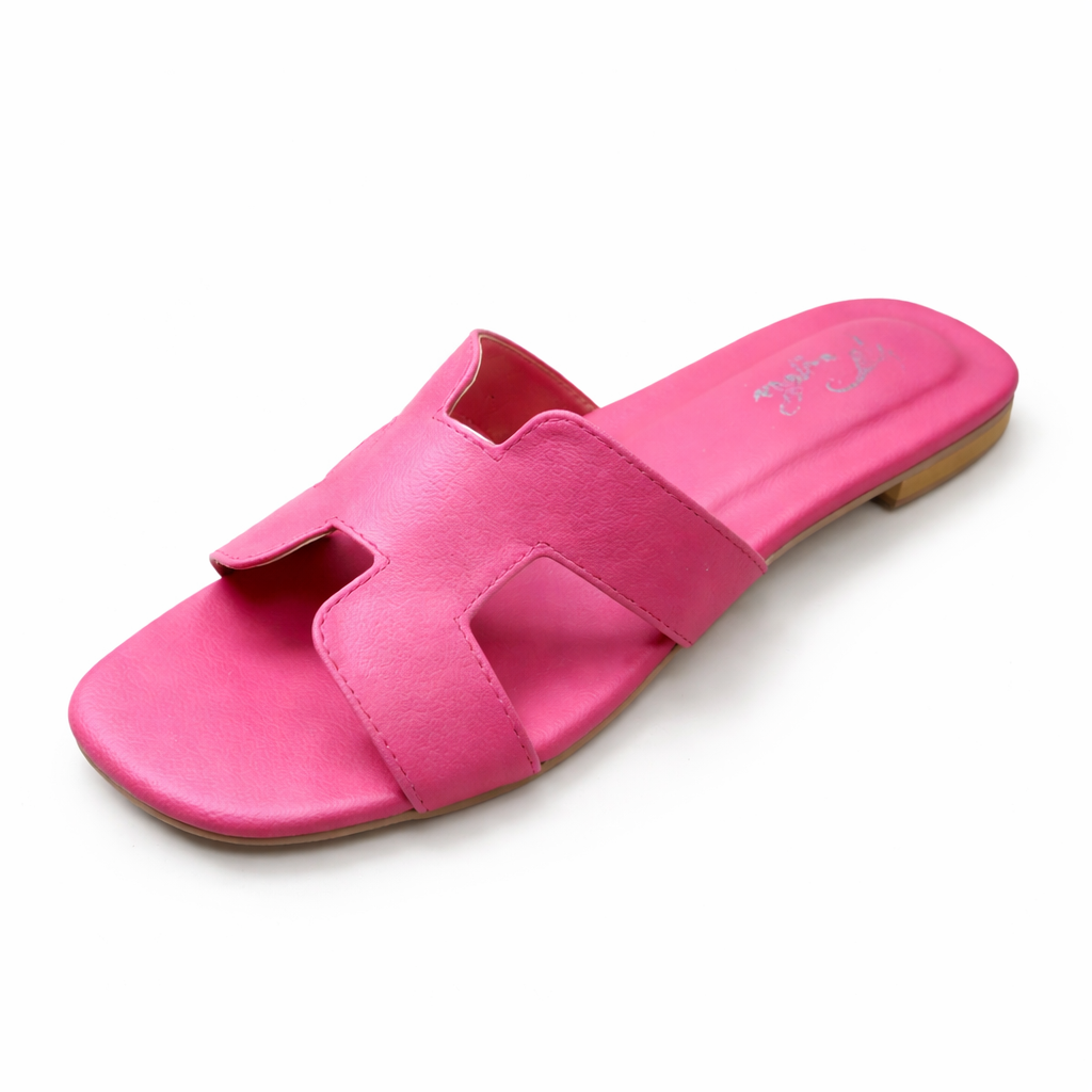 Pink Finsha Shoes H Flat Slipper with cushioned sole, casual slip-on design, ideal for comfortable everyday wear.