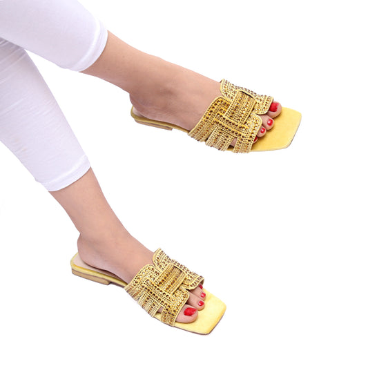 FESTIVE H FLAT SLIPPER - YELLOW