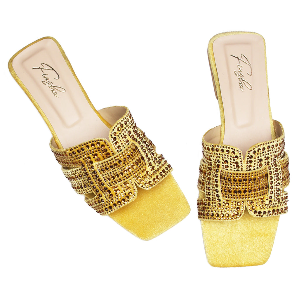FESTIVE H FLAT SLIPPER - YELLOW - Finsha Shoes