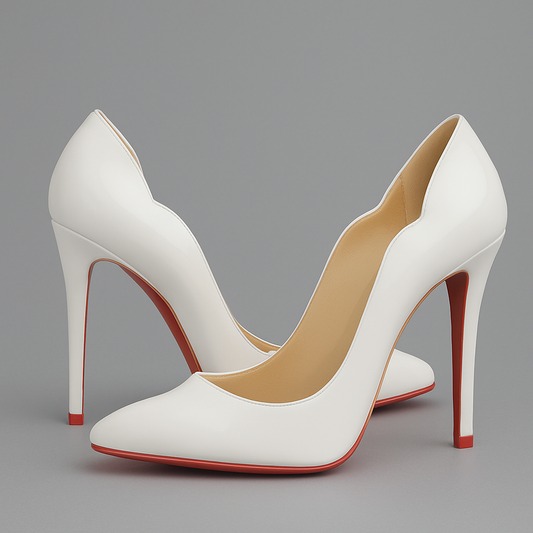 Kitkat French Red bottom 4 Inch Heel | White