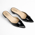 Black wedding sandal with block heel from Finsha Shoes, featuring sleek straps and elegant design for formal occasions.