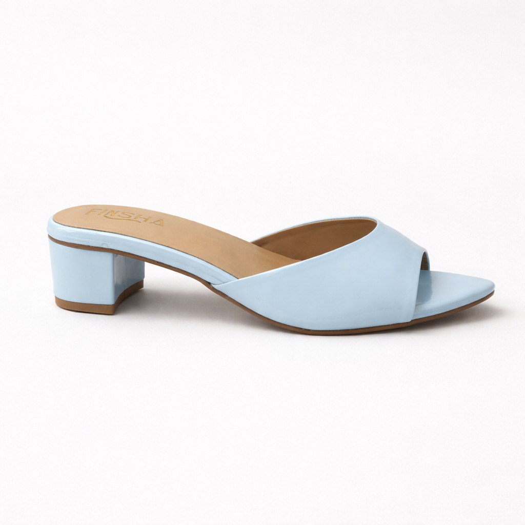 Black weaving sandal with block heel from Finsha Shoes, showcasing stylish design and comfortable ankle strap.