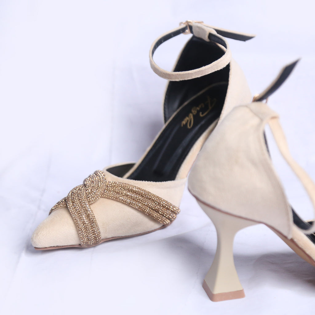 PRINCESS HEEL SANDAL - BEIGE - Finsha Shoes