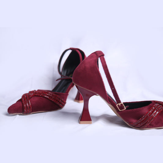 PRINCESS HEEL SANDAL - MAROON