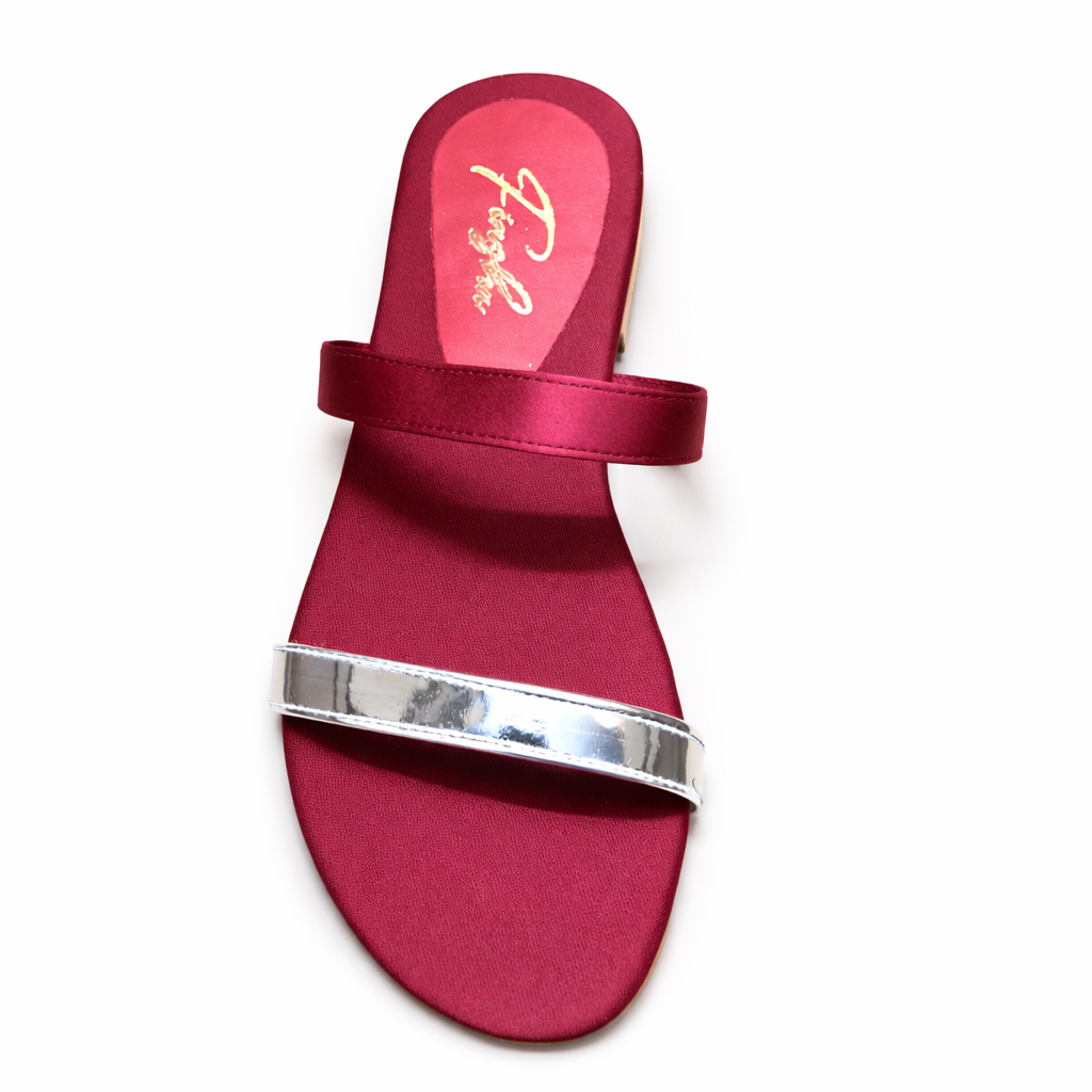 Red Finsha Shoes flat slip-on slipper with a simple, comfortable design perfect for casual wear.