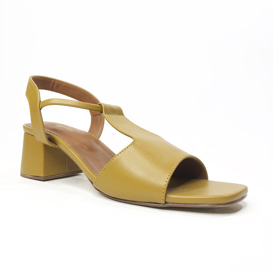 T-STRAP BLOCK HEEL - MUSTARD