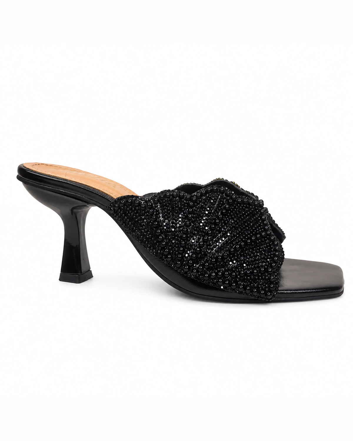 Embroidery Pearl Heel Sandal