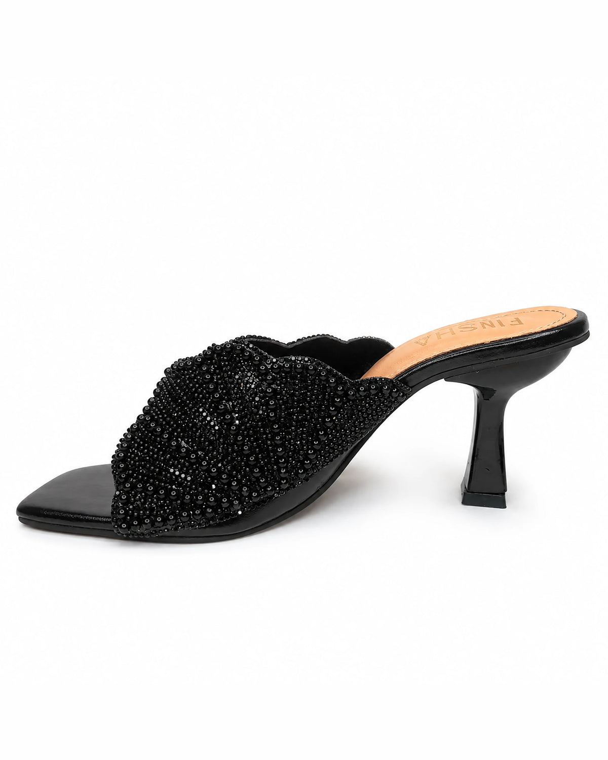 Embroidery Pearl Heel Sandal
