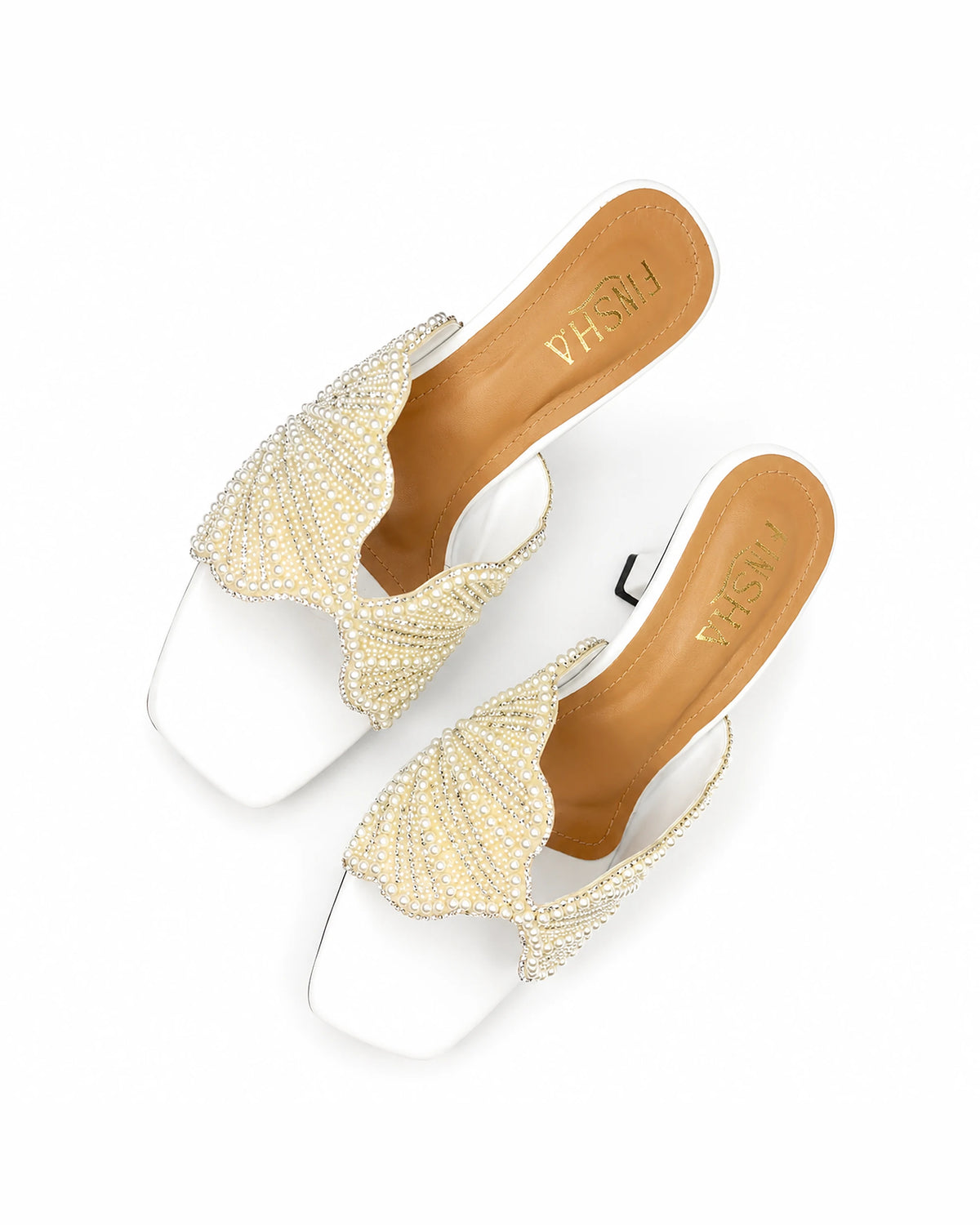Embroidery Pearl Heel Sandal