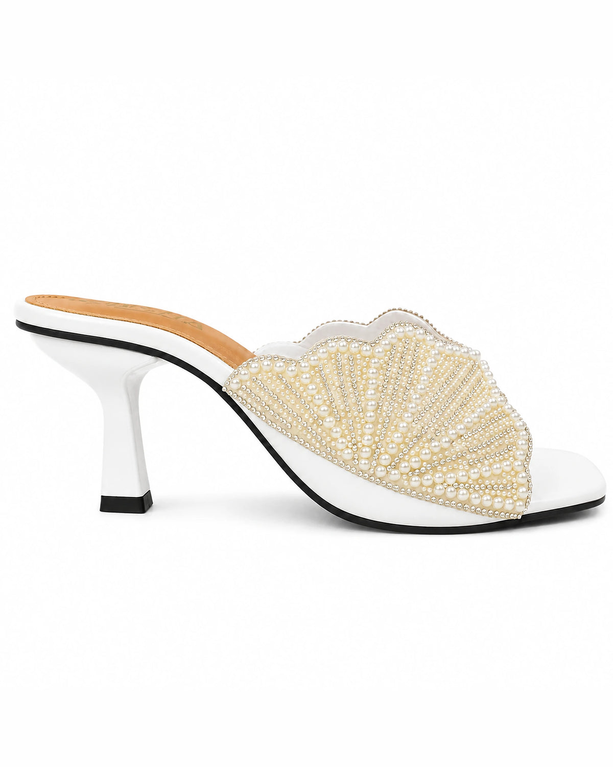 Embroidery Pearl Heel Sandal