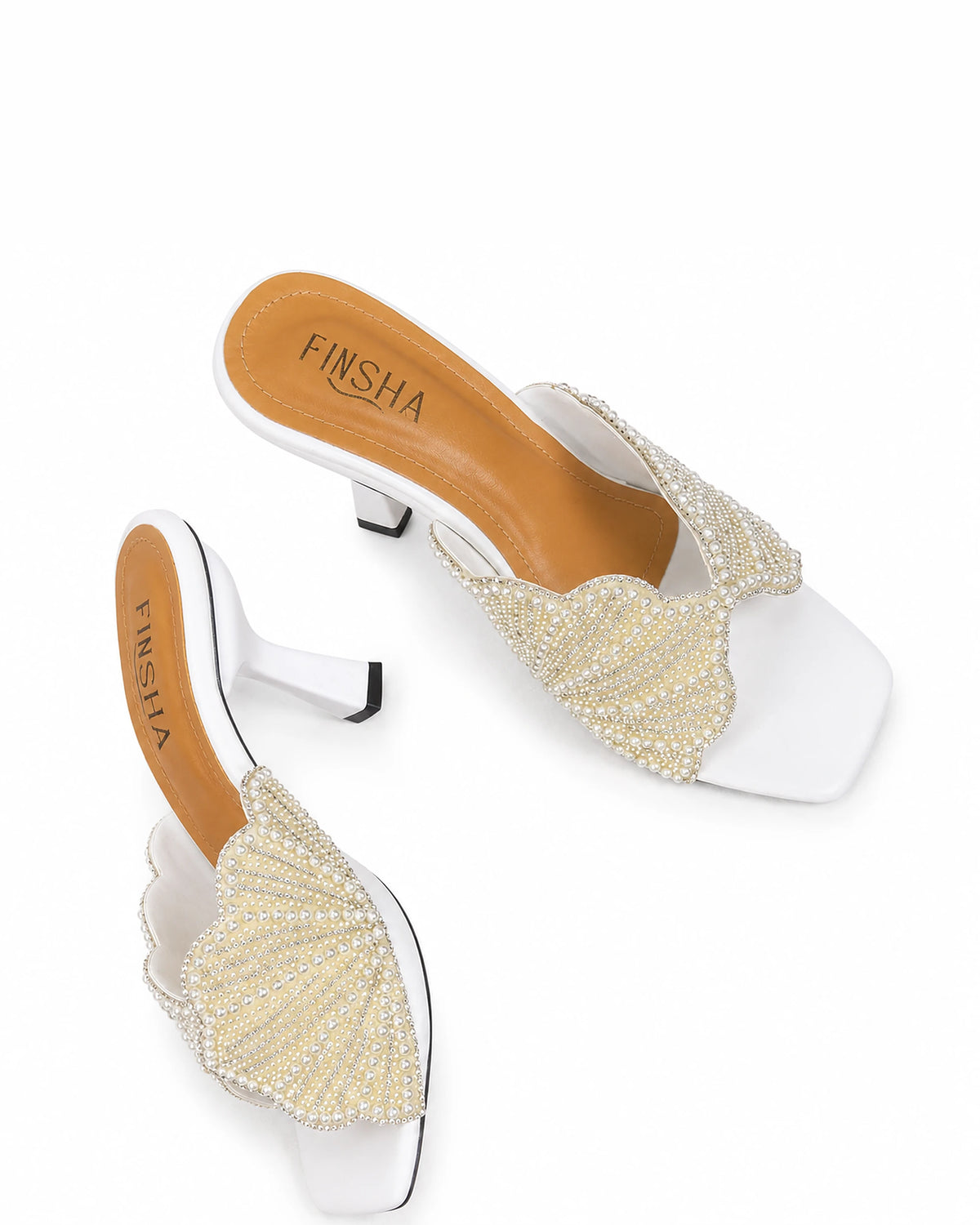 Embroidery Pearl Heel Sandal