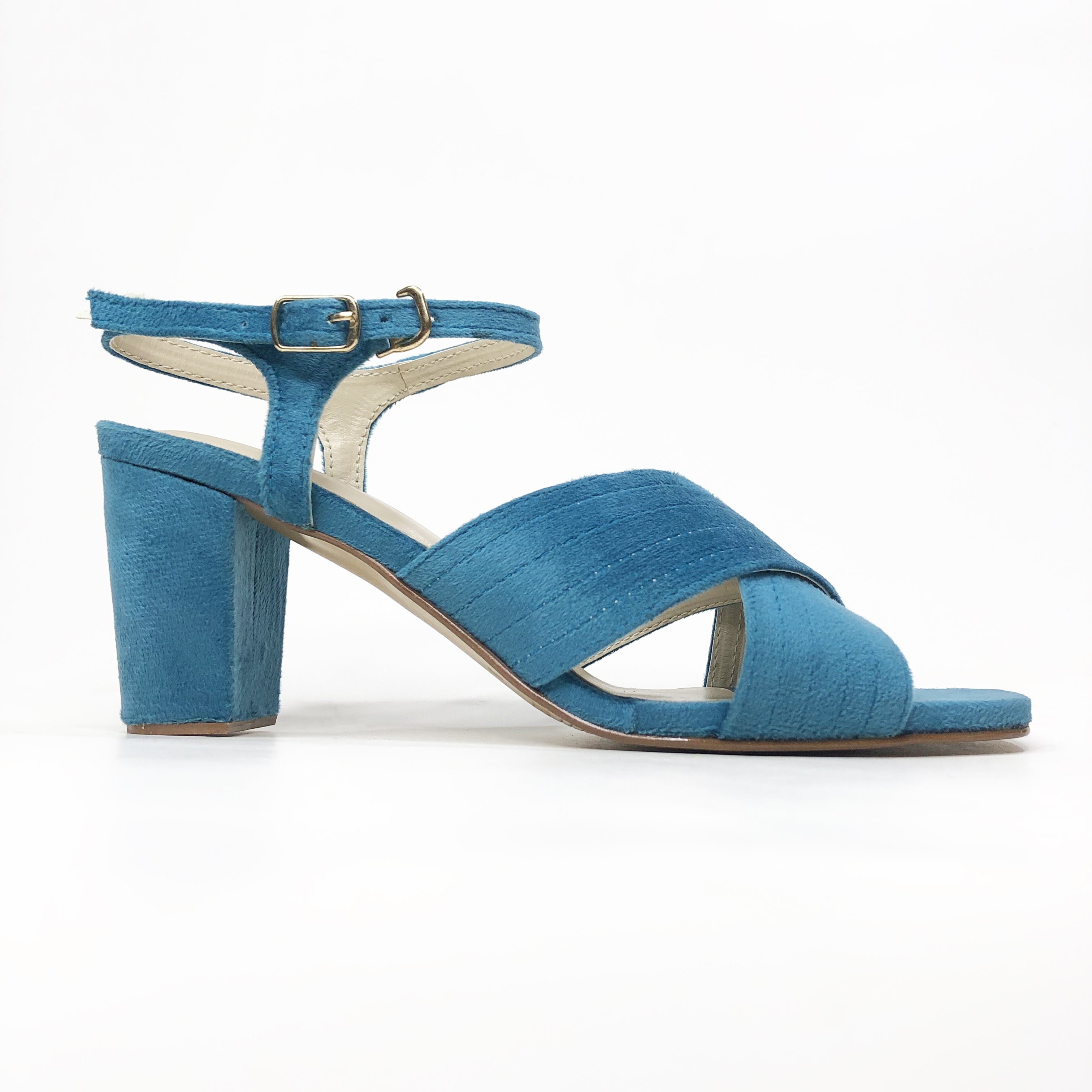 WOODEN BLOCK HEEL - SKY BLUE - Finsha Shoes