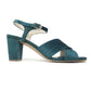 WOODEN BLOCK HEEL - TEAL GREEN